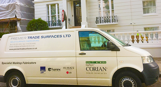 Premier Trade Surfaces worktop installation van and fitting team