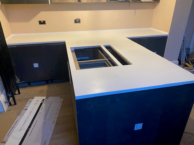 Bespoke solid surface kitchen worktop installation in Leicester - project photo 13